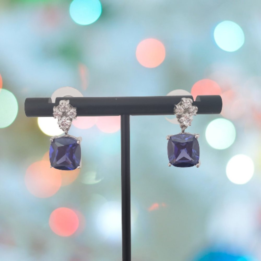 Blue Simulated Sapphire Drop Earrings